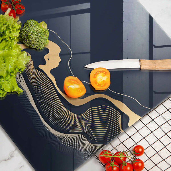 Cache plaque de cuisson Lignes dorées abstraites