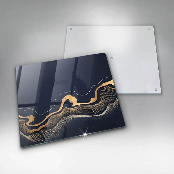 Cache plaque de cuisson Lignes dorées abstraites