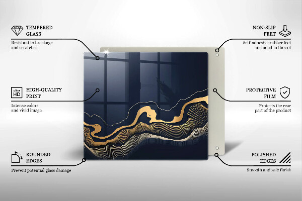 Cache plaque de cuisson Lignes dorées abstraites