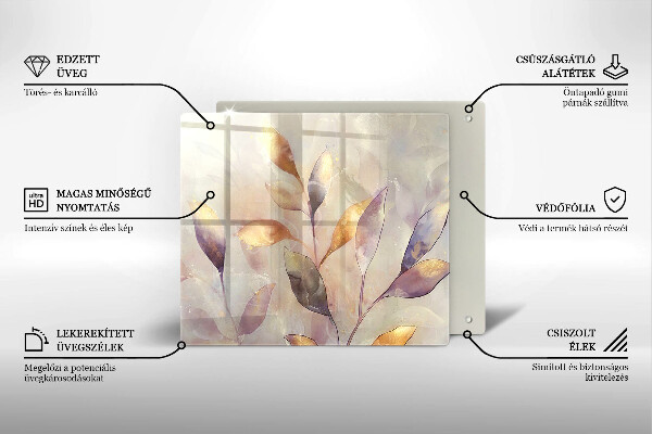 Protection plaque induction Feuilles de bohème peintes