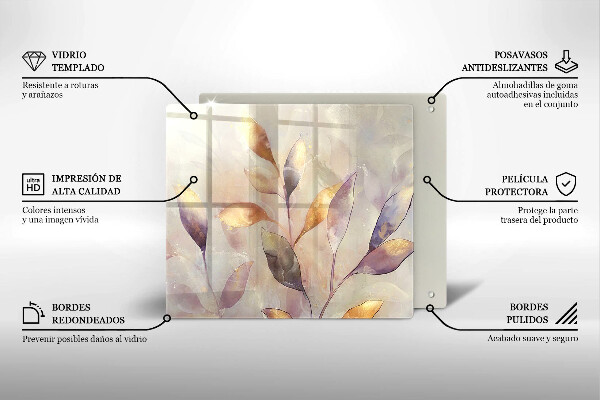 Protection plaque induction Feuilles de bohème peintes