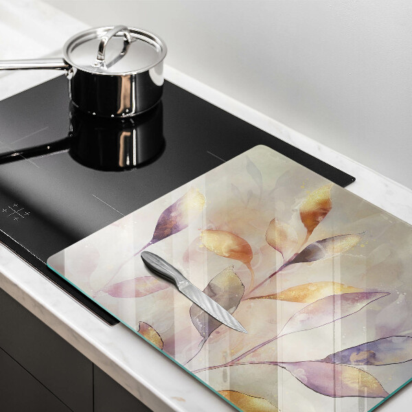 Protection plaque induction Feuilles de bohème peintes