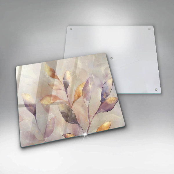 Protection plaque induction Feuilles de bohème peintes