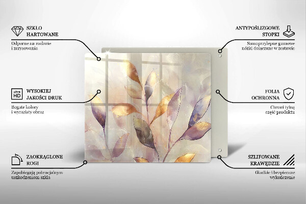 Protection plaque induction Feuilles de bohème peintes