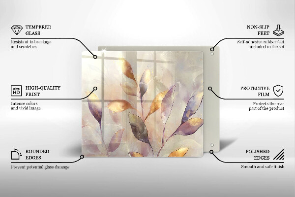 Protection plaque induction Feuilles de bohème peintes