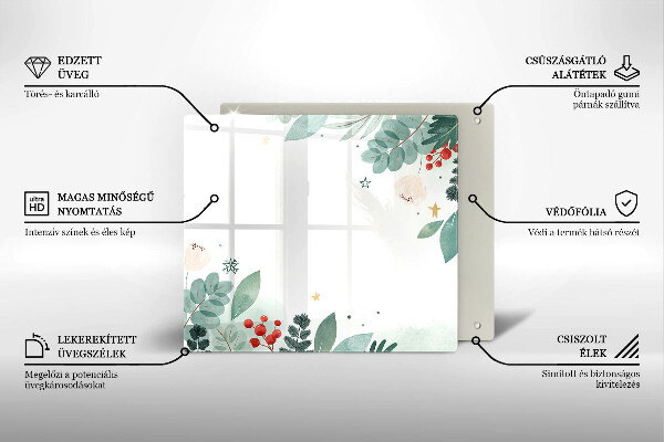 Cache plaque de cuisson Feuilles d'aquarelle