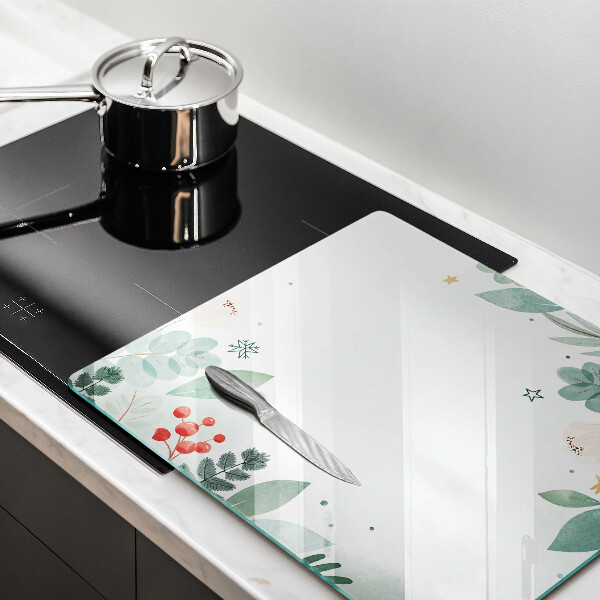 Cache plaque de cuisson Feuilles d'aquarelle