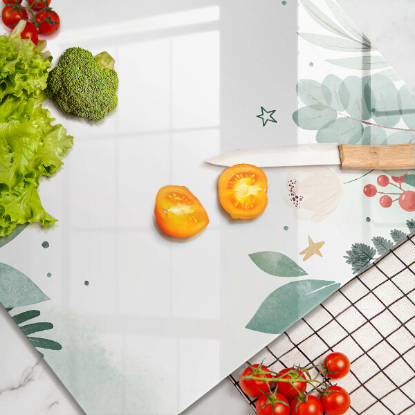 Cache plaque de cuisson Feuilles d'aquarelle