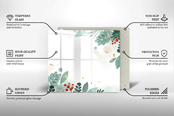 Cache plaque de cuisson Feuilles d'aquarelle