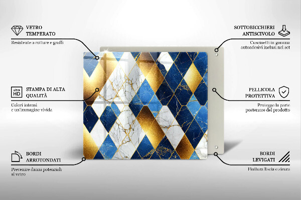 Protection plaque induction Losanges de marbre doré