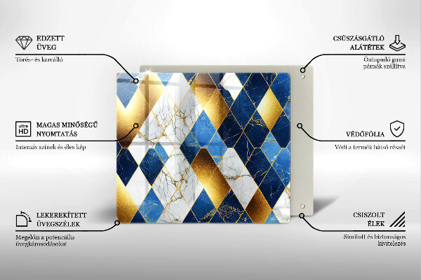 Protection plaque induction Losanges de marbre doré