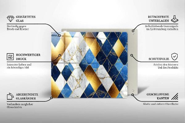 Protection plaque induction Losanges de marbre doré