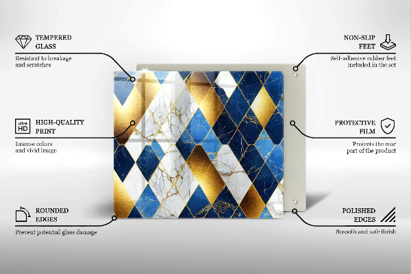 Protection plaque induction Losanges de marbre doré