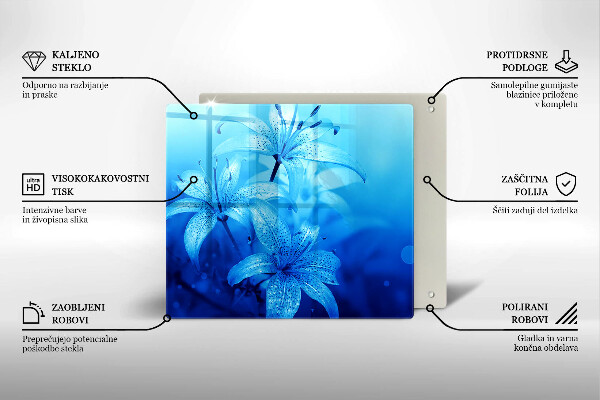 Protection plaque induction Fleurs bleues