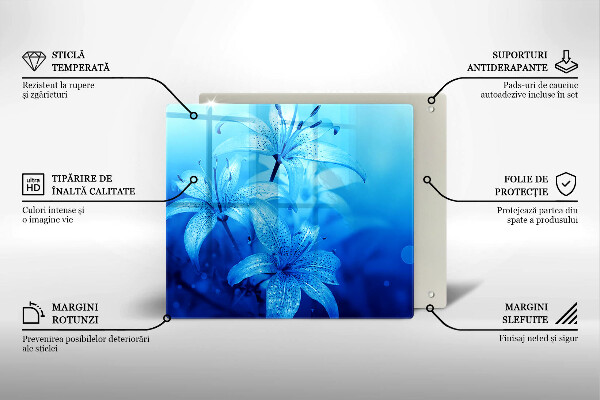 Protection plaque induction Fleurs bleues