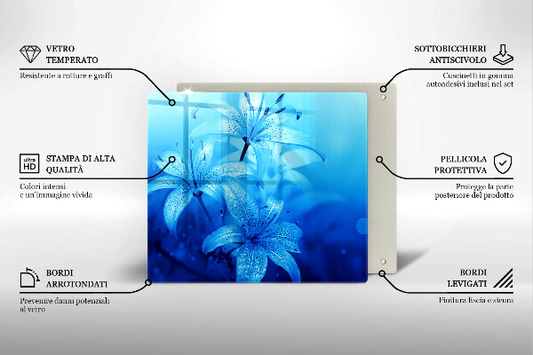 Protection plaque induction Fleurs bleues