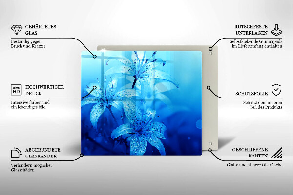 Protection plaque induction Fleurs bleues