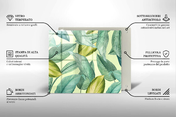 Protection plaque induction Feuilles tropicales vertes