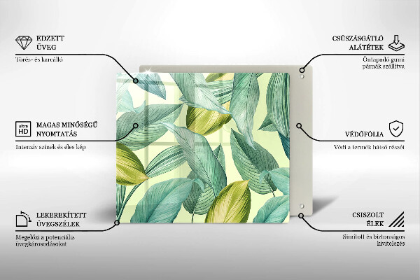 Protection plaque induction Feuilles tropicales vertes