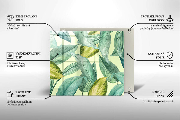 Protection plaque induction Feuilles tropicales vertes