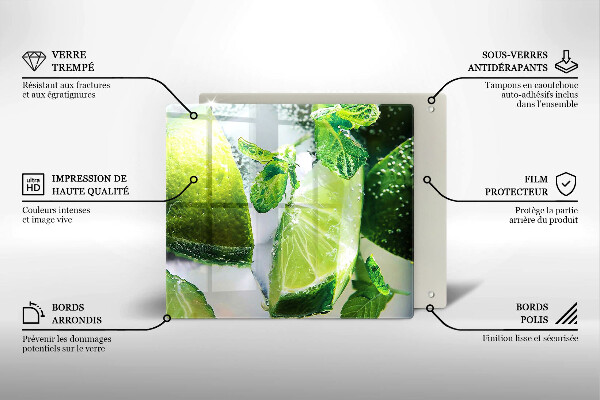 Protection plaque induction Eau avec du citron vert et de la glace