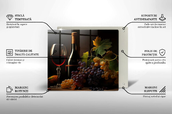 Protection plaque induction Verre de vin et de raisins