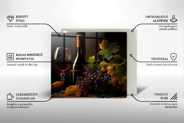 Protection plaque induction Verre de vin et de raisins