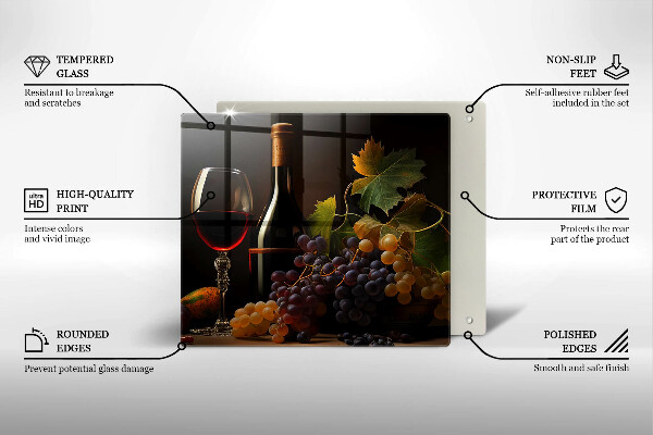 Protection plaque induction Verre de vin et de raisins