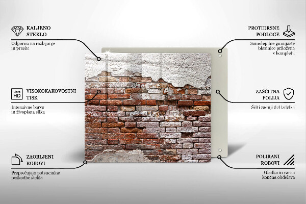 Cache plaque de cuisson Vieux mur de brique et de béton
