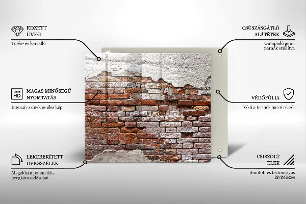 Cache plaque de cuisson Vieux mur de brique et de béton