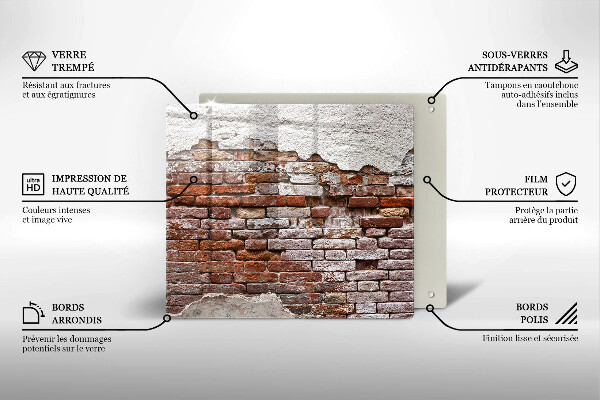 Cache plaque de cuisson Vieux mur de brique et de béton