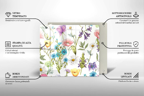 Cache plaque de cuisson Illustration de fleurs