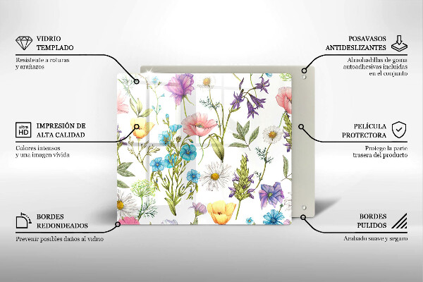 Cache plaque de cuisson Illustration de fleurs