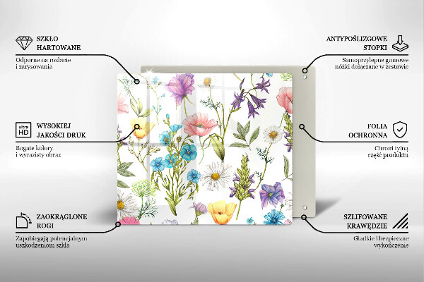 Cache plaque de cuisson Illustration de fleurs