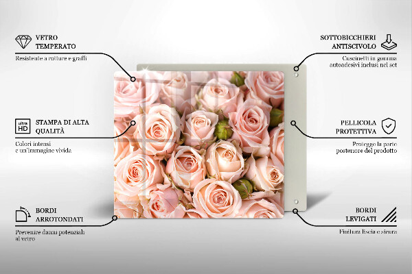 Cache plaque de cuisson Bouquet de roses délicates