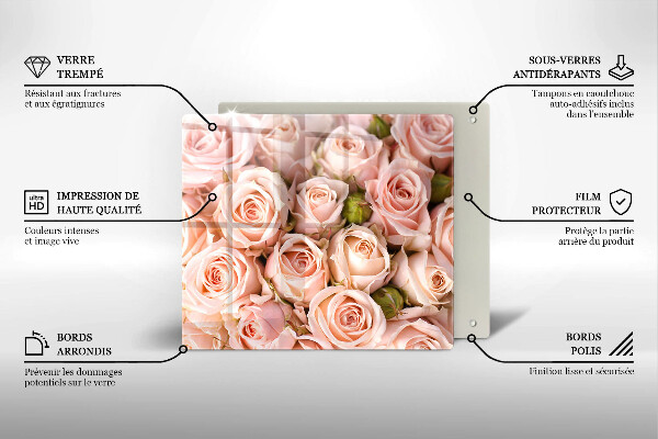 Cache plaque de cuisson Bouquet de roses délicates