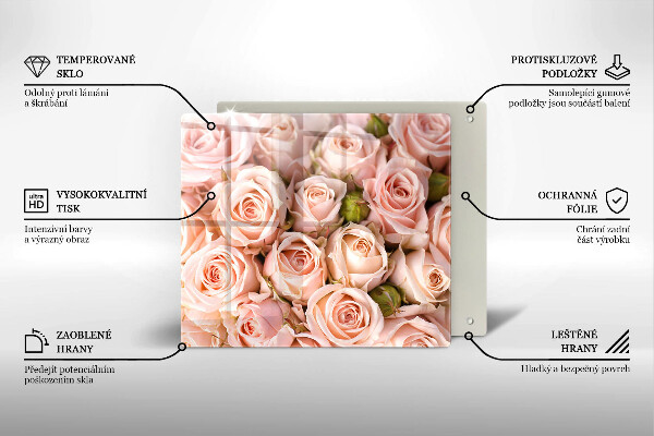 Cache plaque de cuisson Bouquet de roses délicates