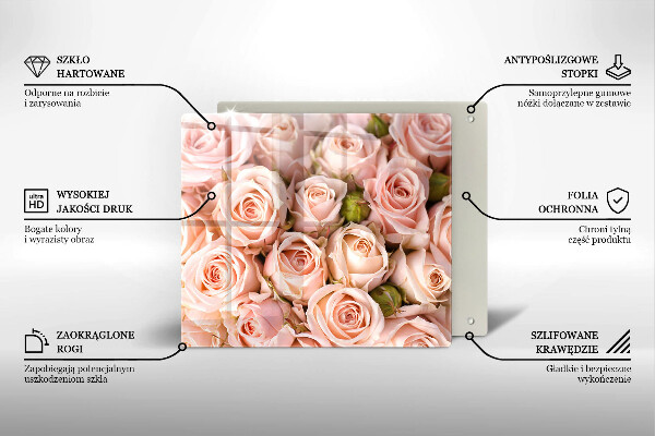 Cache plaque de cuisson Bouquet de roses délicates