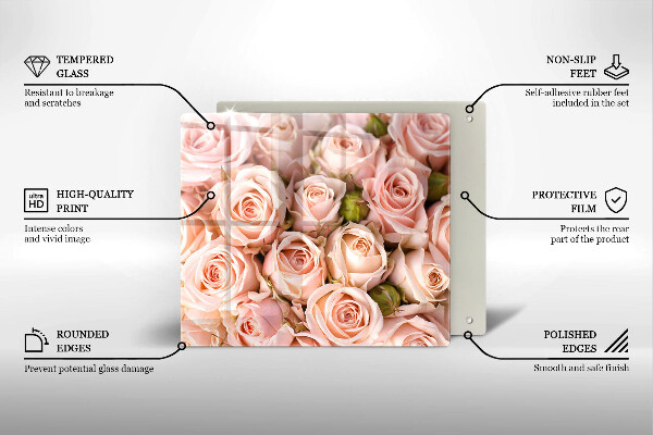 Cache plaque de cuisson Bouquet de roses délicates