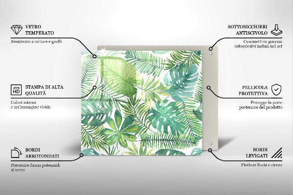 Cache plaque de cuisson Feuilles de boho aquarelle