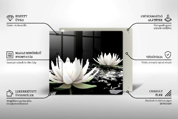 Cache plaque de cuisson Lys blancs sur l'eau