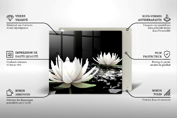 Cache plaque de cuisson Lys blancs sur l'eau