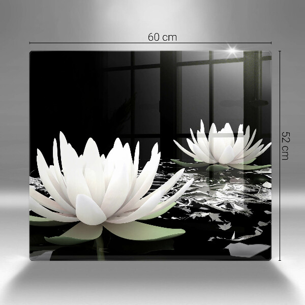 Cache plaque de cuisson Lys blancs sur l'eau