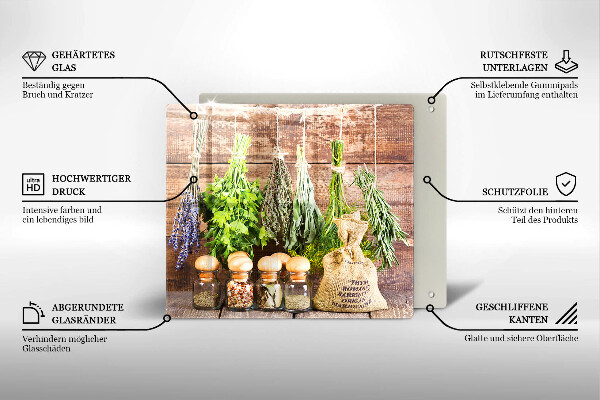 Cache plaque de cuisson Herbes épices et bois