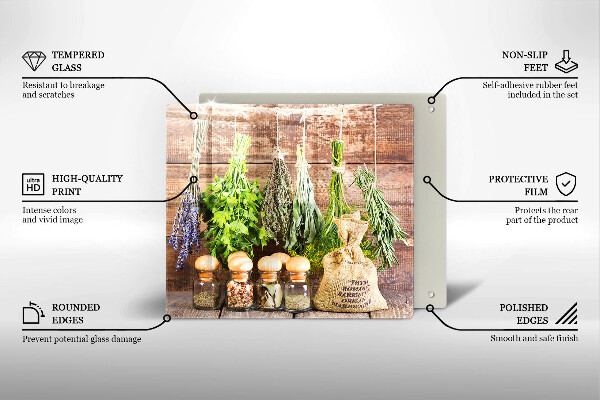 Cache plaque de cuisson Herbes épices et bois