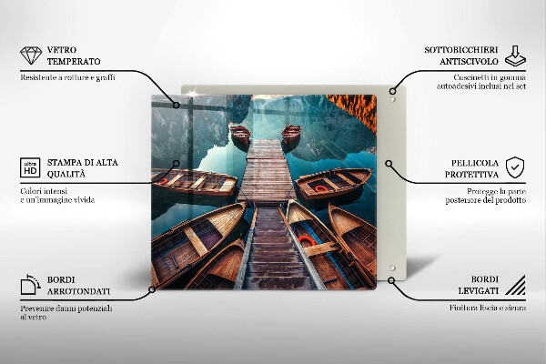 Cache plaque de cuisson Bateaux sur le lac