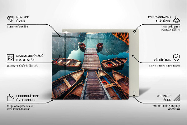 Cache plaque de cuisson Bateaux sur le lac