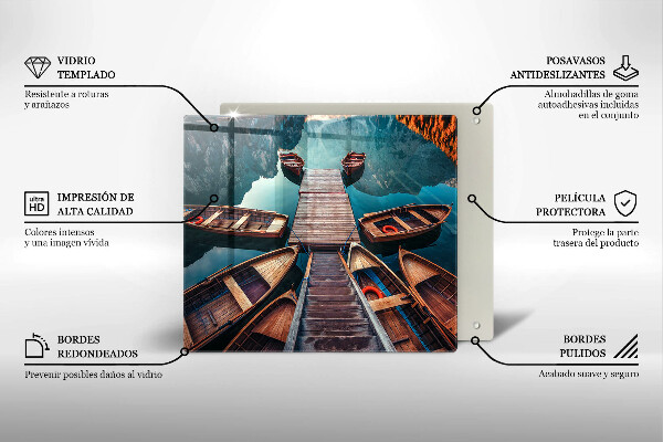 Cache plaque de cuisson Bateaux sur le lac