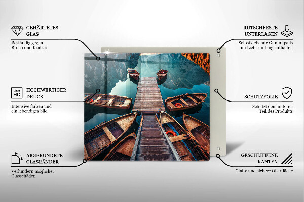 Cache plaque de cuisson Bateaux sur le lac
