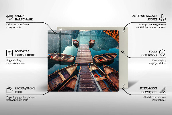 Cache plaque de cuisson Bateaux sur le lac